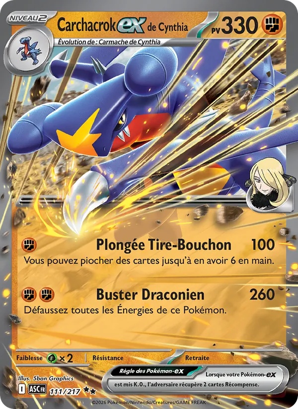 Carchacrock-ex de Cynthia 111/217 - Héros Transcendants - Holo - Pokémon JCC
