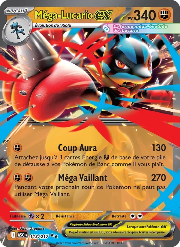 Méga-Lucario-ex 113/217 - Héros Transcendants - Holo - Pokémon JCC