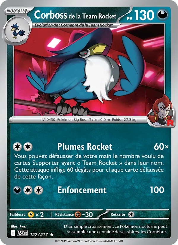 Corboss de la Team Rocket 127/217 Holo