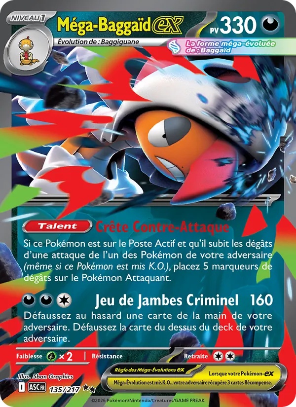 Méga-Baggaïd-ex 135/217 - Héros Transcendants - Holo - Pokémon JCC