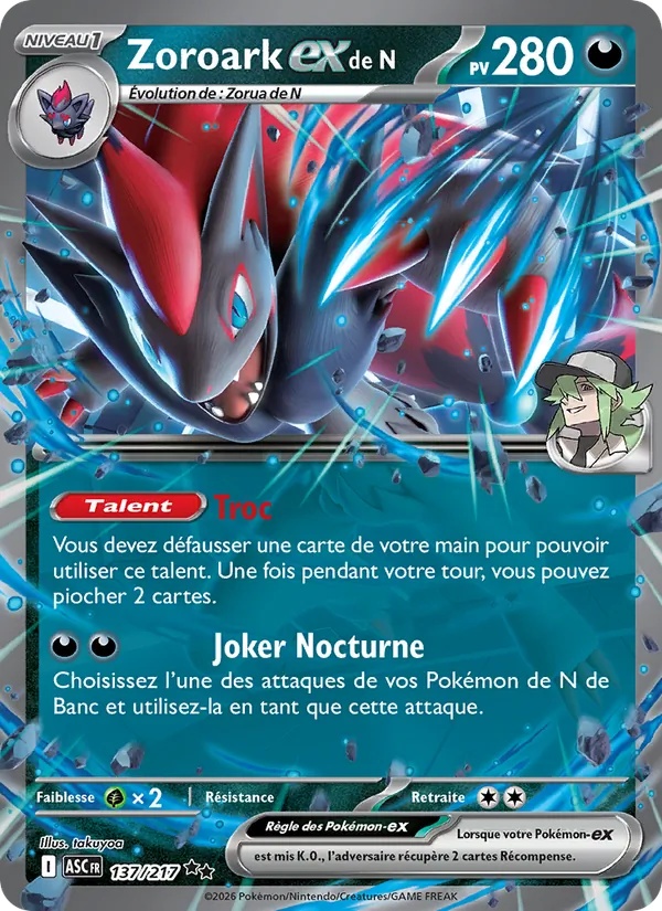 Zoroark-ex de N 137/217 - Héros Transcendants - Holo - Pokémon JCC