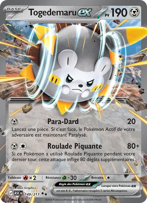 Togedemaru-ex 149/217 - Héros Transcendants - Holo - Pokémon JCC