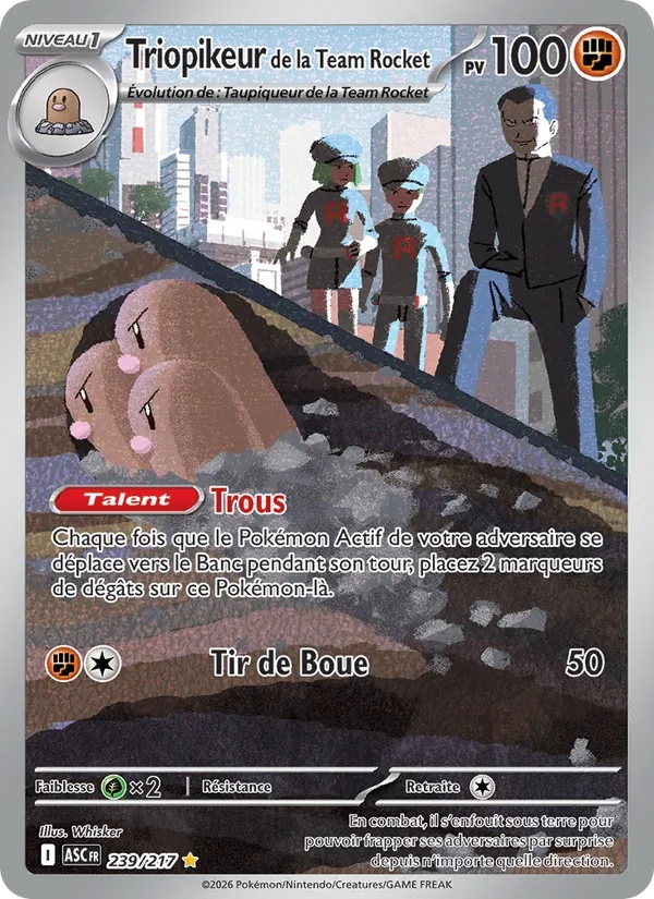Triopikeur de la Team Rocket 239/217 - Héros Transcendants - Holo - Pokémon JCC