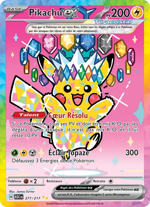 Pikachu-ex 277/217 - Héros Transcendants - Holo - Pokémon JCC