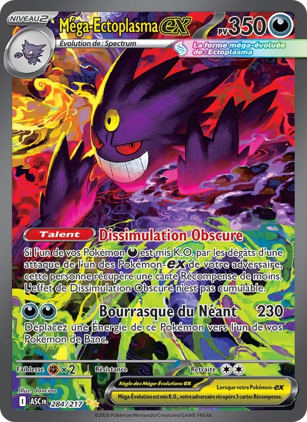 Méga-Ectoplasma-ex 284/217 - Héros Transcendants - Holo - Pokémon JCC