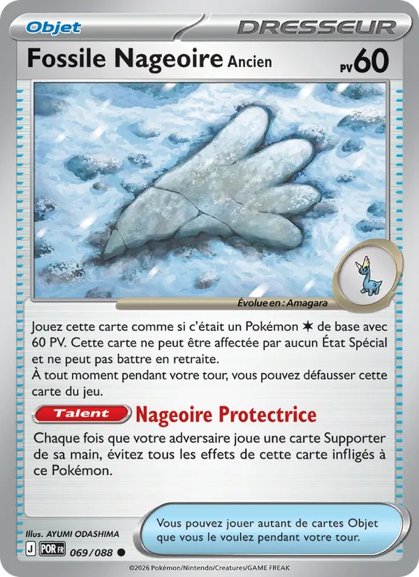 Fossile Nageoire Ancien 069/88 - Équilibre Parfait - Reverse - Pokémon JCC