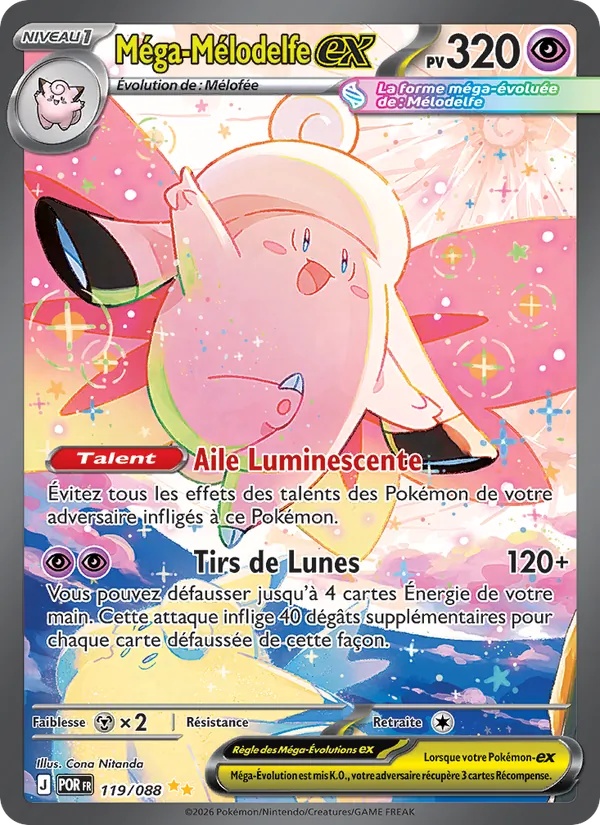 Méga-Mélodelfe-ex 119/88 - Équilibre Parfait - Holo - Pokémon JCC