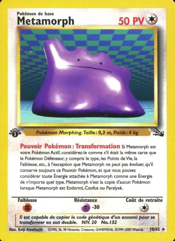 Métamorph 18/62 - Fossile - Copyright 1999-2000 - Pokémon JCC