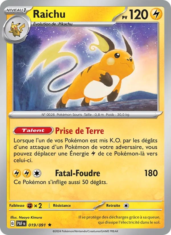 Raichu 019/91 - Destinées de Paldea - Reverse - Pokémon JCC