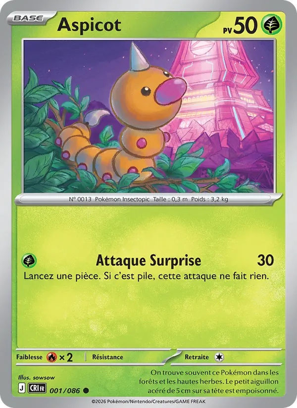Aspicot 001/86 - Chaos Ascendant - Pokémon JCC