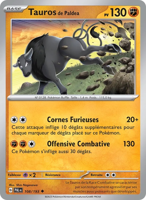 Tauros de Paldea 108/193 - Évolutions à Paldea - Reverse - Pokémon JCC