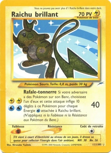 Raichu brillant 111/105 Holo 1re Édition