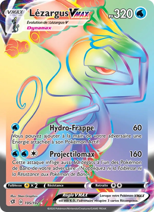 Lézargus VMAX 195/192 - Clash des Rebelles - Holo Rainbow - Pokémon JCC