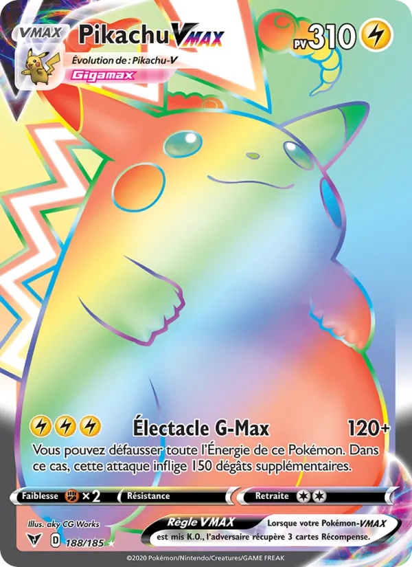 Pikachu VMAX 188/185 - Voltage Éclatant - Holo Rainbow - Pokémon JCC