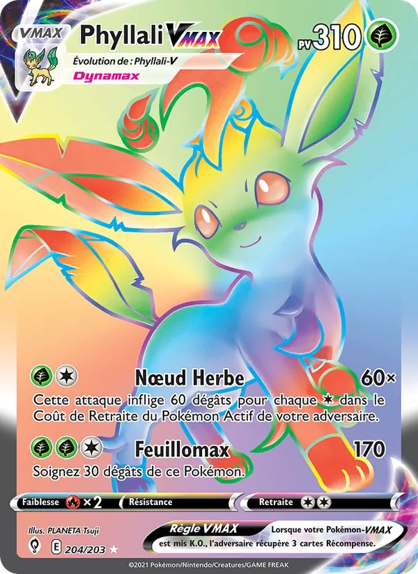 Phyllali VMAX 204/203 - Évolution Céleste - Holo Rainbow - Pokémon JCC