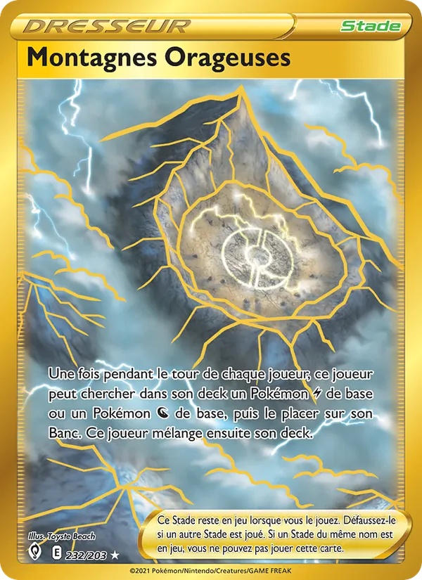 Montagnes Orageuses 232/203 - Évolution Céleste - Holo Or - Pokémon JCC
