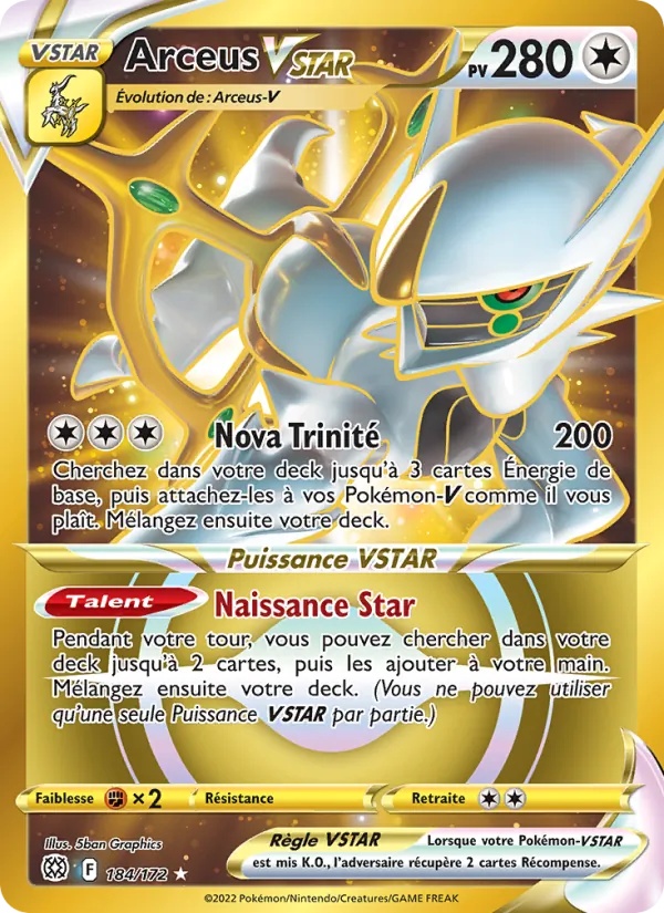 Arceus VSTAR 184/172 - Stars Étincelantes - Holo Or - Pokémon JCC