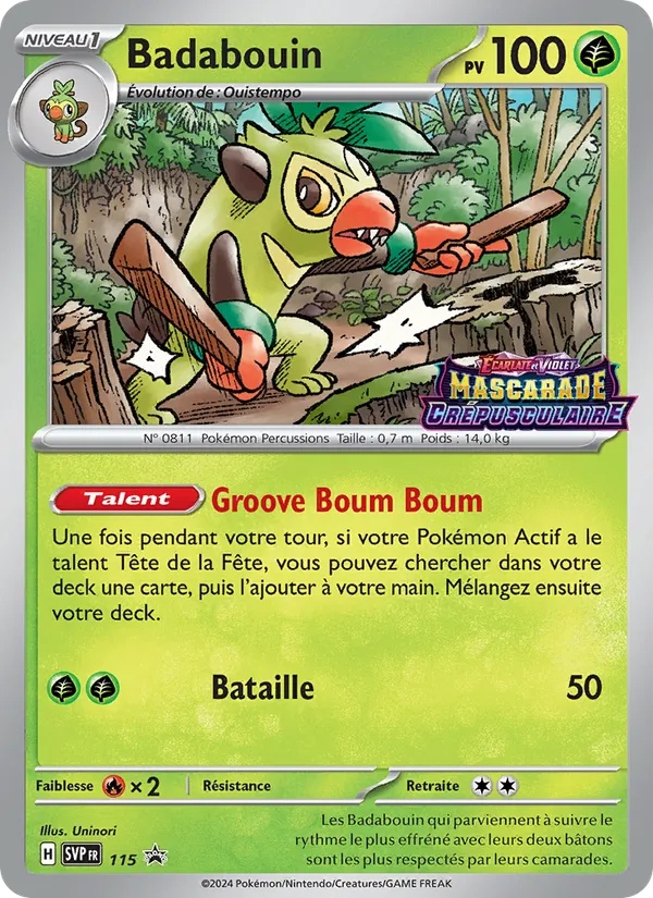 Badabouin 115/225 - SVP Black Star Promos - Holo Logo de la série Staff - Pokémon JCC