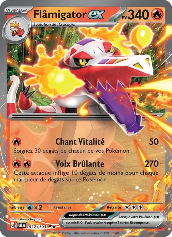 Flâmigator-ex 037/193 - Évolutions à Paldea - Holo - Pokémon JCC