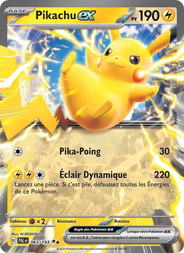 Pikachu-ex 063/193 - Évolutions à Paldea - Holo snowflake - Pokémon JCC