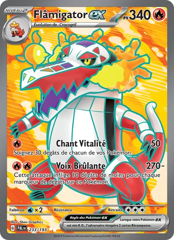 Flâmigator-ex 233/193 - Évolutions à Paldea - Holo - Pokémon JCC
