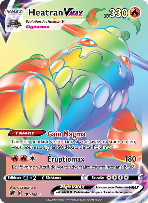 Heatran VMAX 191/189 - Astres Radieux - Holo Rainbow - Pokémon JCC