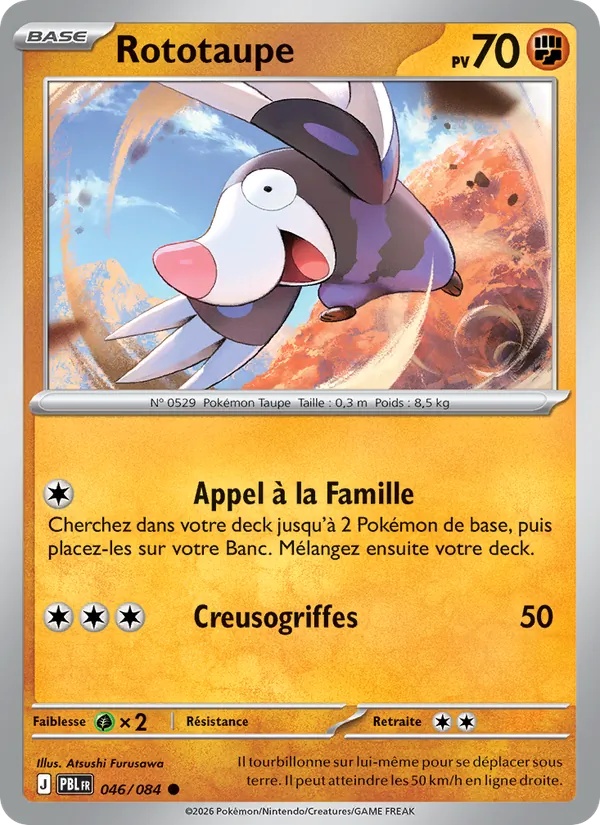 Rototaupe 046/84 - Nuit Noire - Reverse - Pokémon JCC