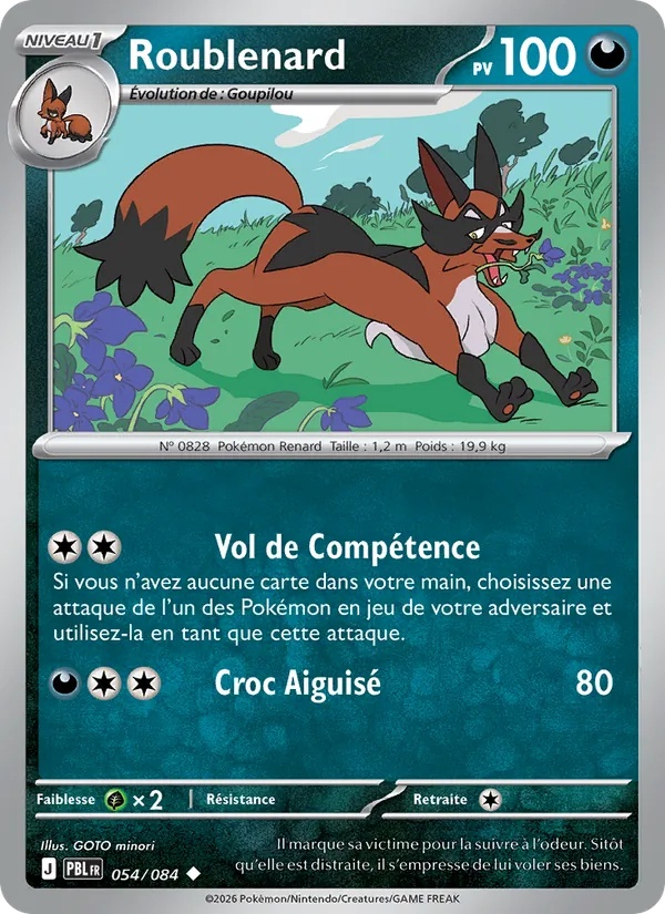 Roublenard 054/84 - Nuit Noire - Reverse - Pokémon JCC