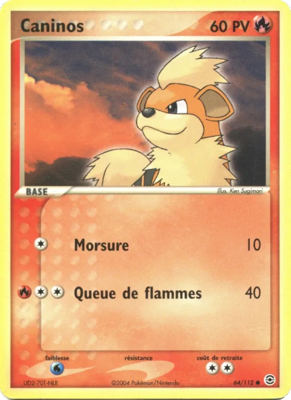 Caninos 64/112 - EX Rouge Feu & Vert Feuille - Reverse - Pokémon JCC