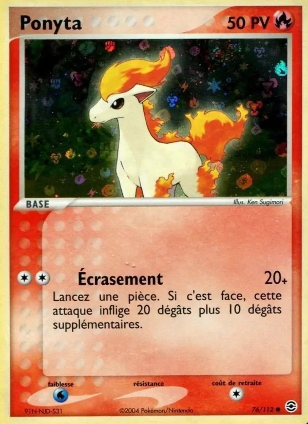 Ponyta 76/112 - EX Rouge Feu & Vert Feuille - Reverse Énergie - Pokémon JCC