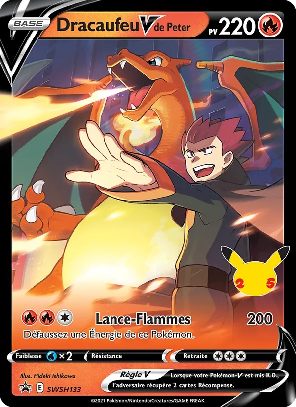 Dracaufeu V de Peter SWSH133/307 - Promo SWSH - Holo 25e Anniversaire - Pokémon JCC