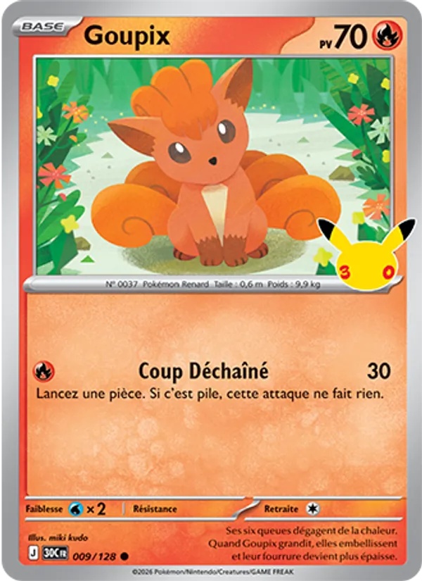 Goupix 009/128 - 30ᵉ Anniversaire - Pokémon JCC
