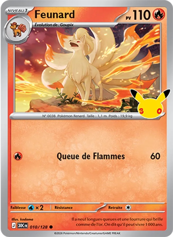 Feunard 010/128 - 30ᵉ Anniversaire - Pokémon JCC