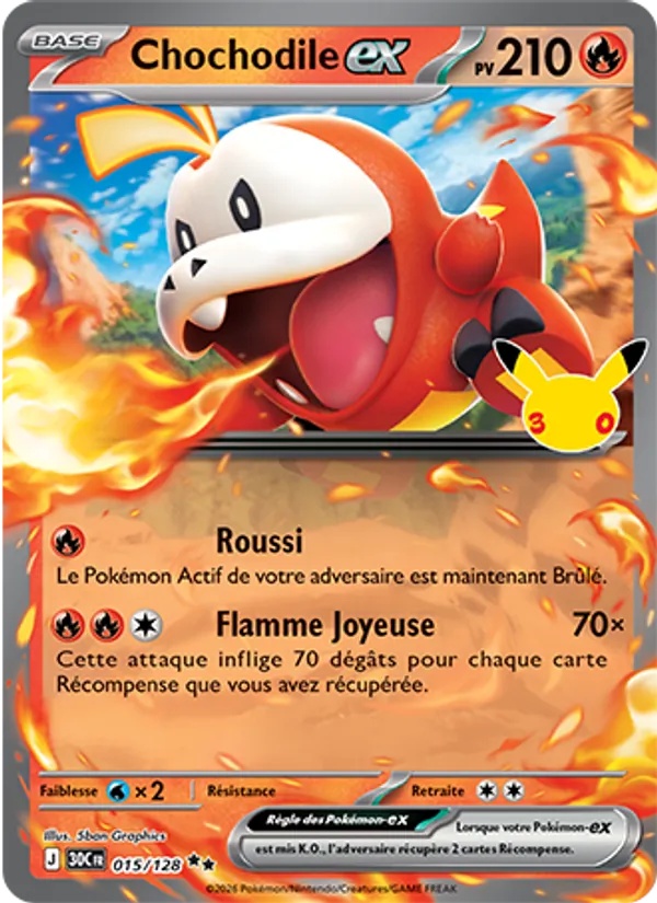 Chochodile-ex 015/128 - 30ᵉ Anniversaire - Pokémon JCC