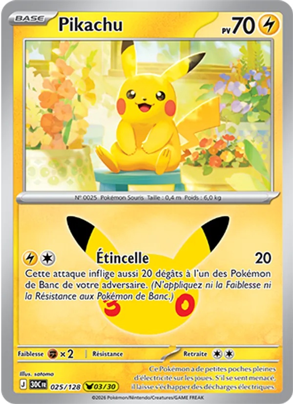 Pikachu 025/128 - 30ᵉ Anniversaire - Pokémon JCC