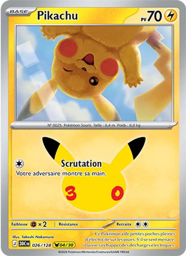 Pikachu 026/128 - 30ᵉ Anniversaire - Pokémon JCC