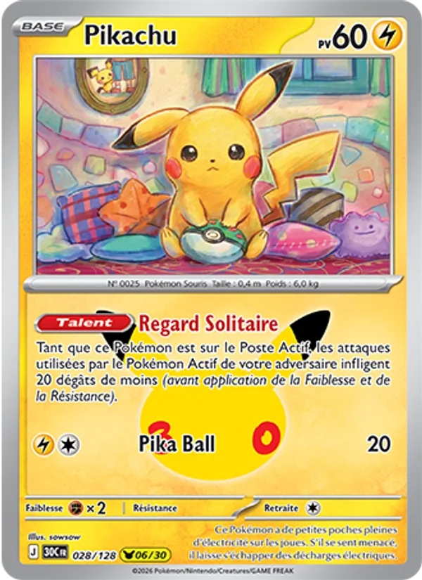 Pikachu 028/128 - 30ᵉ Anniversaire - Pokémon JCC
