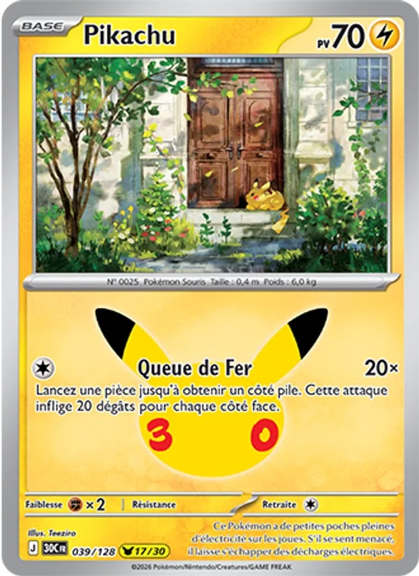 Pikachu 039/128 - 30ᵉ Anniversaire - Pokémon JCC