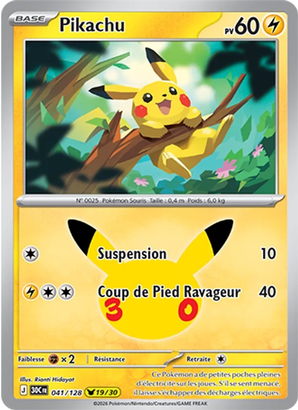 Pikachu 041/128 - 30ᵉ Anniversaire - Pokémon JCC