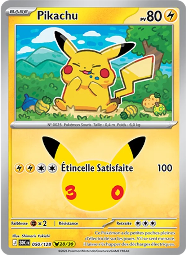 Pikachu 050/128 - 30ᵉ Anniversaire - Pokémon JCC