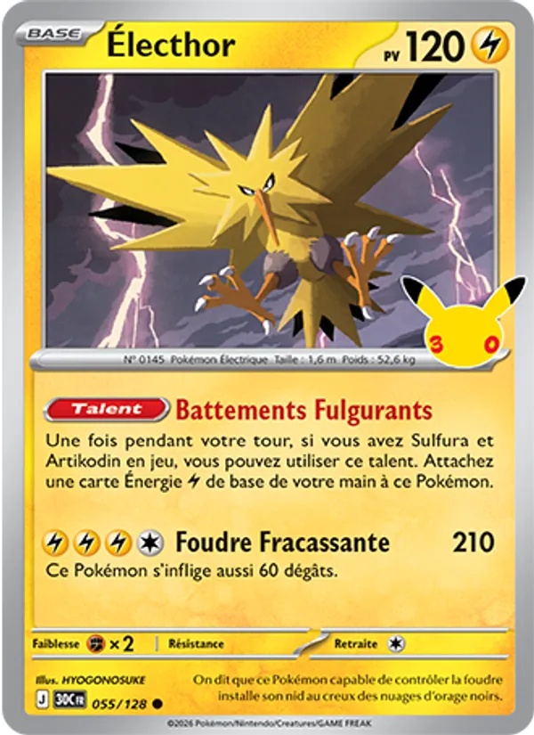 Électhor 055/128 - 30ᵉ Anniversaire - Pokémon JCC