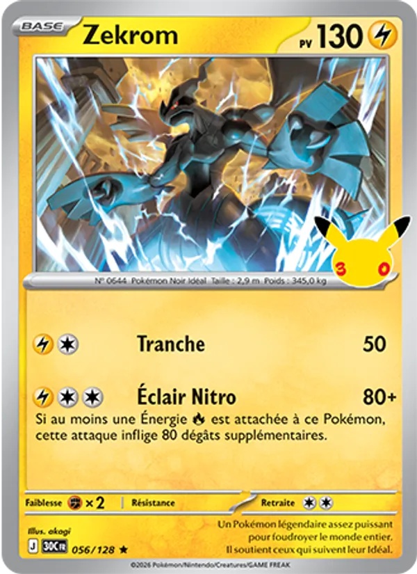 Zekrom 056/128 - 30ᵉ Anniversaire - Pokémon JCC