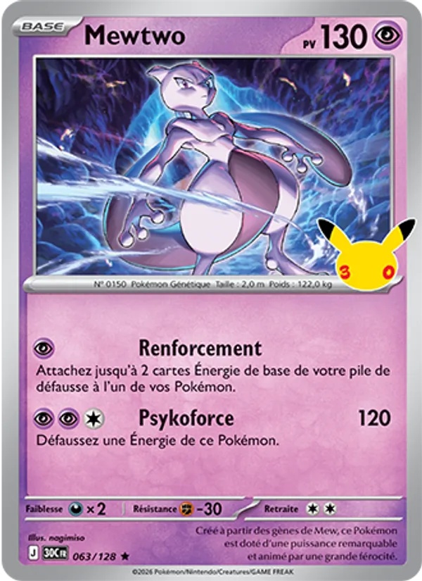 Mewtwo 063/128 - 30ᵉ Anniversaire - Pokémon JCC