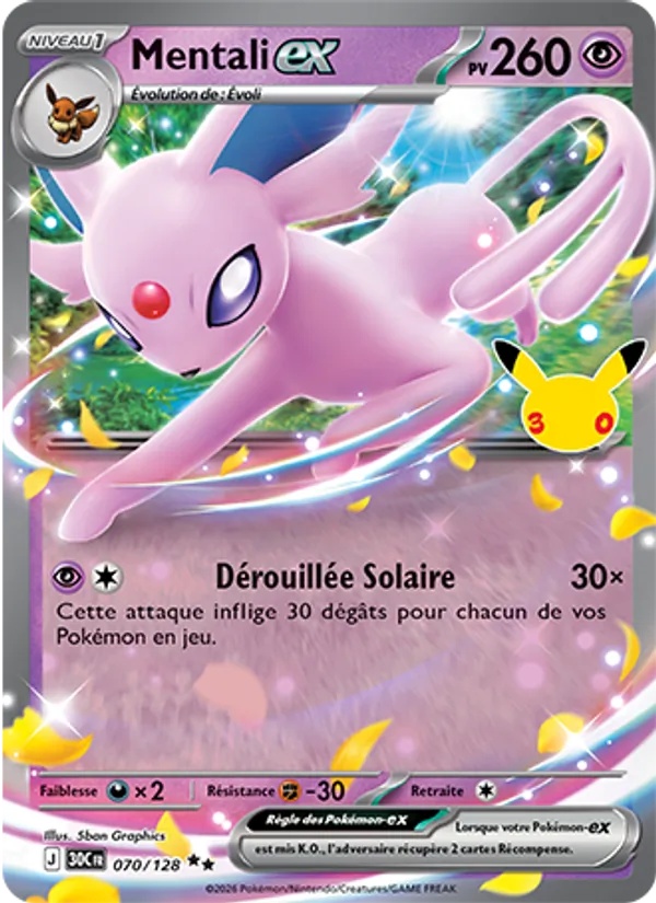 Mentali-ex 070/128 - 30ᵉ Anniversaire - Pokémon JCC