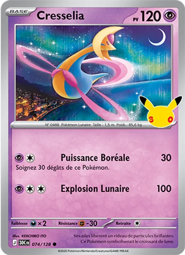 Cresselia 074/128 - 30ᵉ Anniversaire - Pokémon JCC