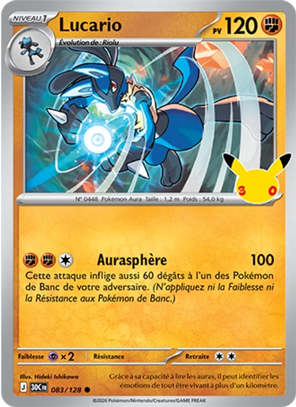 Lucario 083/128 - 30ᵉ Anniversaire - Pokémon JCC