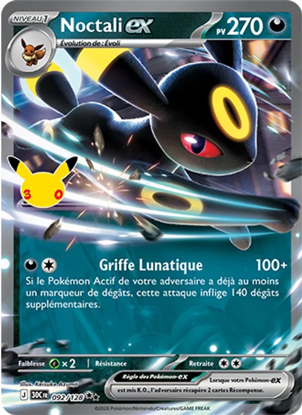 Noctali-ex 092/128 - 30ᵉ Anniversaire - Pokémon JCC