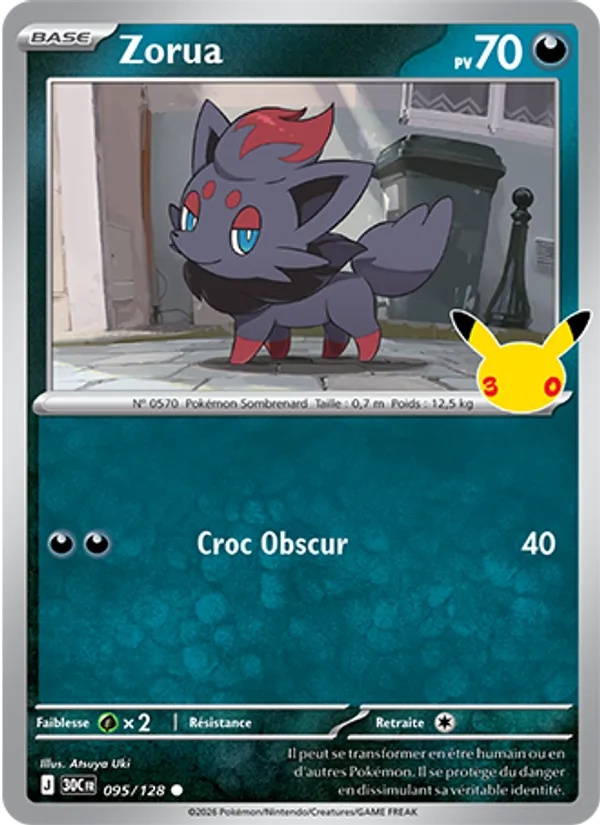 Zorua 095/128 - 30ᵉ Anniversaire - Pokémon JCC