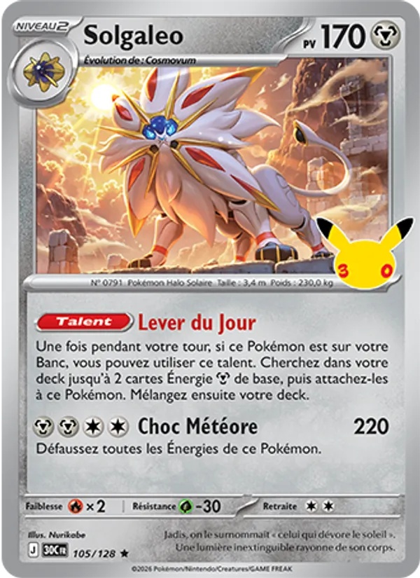 Solgaleo 105/128 - 30ᵉ Anniversaire - Pokémon JCC