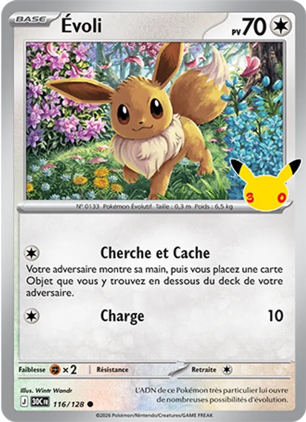 Évoli 116/128 - 30ᵉ Anniversaire - Pokémon JCC